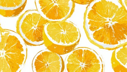 Obraz premium Vibrant Overhead View of Fresh Orange Slices, Citrus Background, Juicy and Refreshing