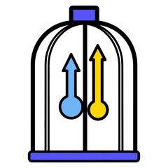Growth and progress vector icon with upward arrows inside a protective dome, symbolizing development and security.