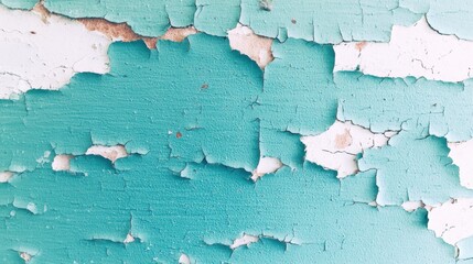 Obraz premium Old wall with peeling paint showing blue and white colors during daylight hours