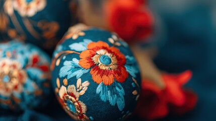 Crafting bright decorated eggs with floral designs for a spring holiday