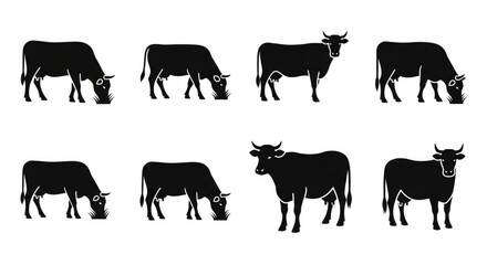 Fototapeta premium Black cow silhouette vector illustration