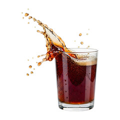 Cola splash in glass with bubbles isolated on a transparent background liquid drink