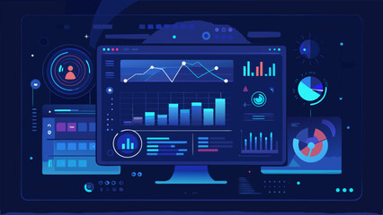 Dark Blue System Monitoring Dashboard Abstract Background – Modern Corporate Tech 8K © afsana