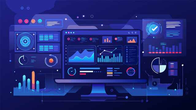 Dark Blue System Monitoring Dashboard Abstract Background &ndash; Modern Corporate Tech 8K