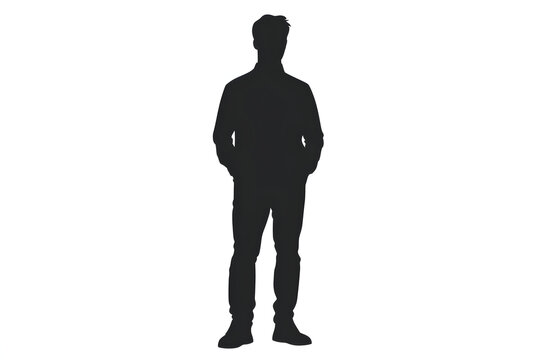 Silhouette of a Standing Man: A sleek silhouette captures a man standing, with hands casually in pockets, offering a sense of poise and contemplation.