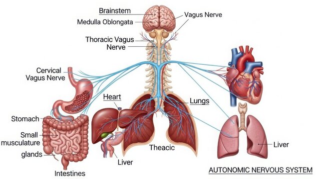 Illustration of the autonomic nervous system and its major components
