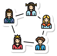 Connected People Network Collaboration, Communication, and Social Interaction Vector Illustration