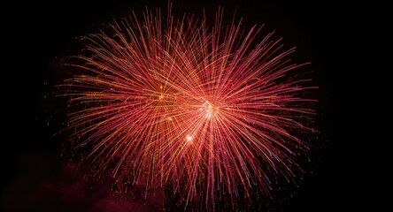 Colorful explosive fireworks creating a festive atmosphere in the dark sky