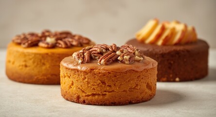 Warm seasonal cakes highlighting classic flavors of pumpkin, pecan, and fresh apple