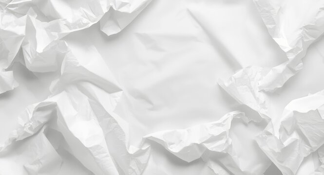 Smooth white paper with crumple creases and high key lighting copy space