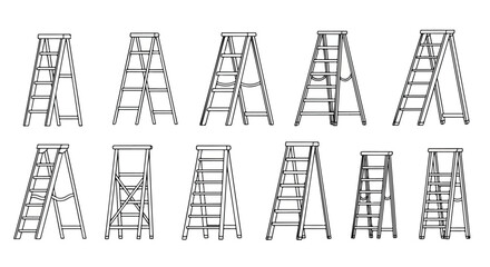 A comprehensive illustration of various types of ladders and their structures. Vector © Alex