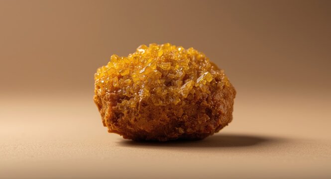 Macro view of a limonite rock showing natural earthy yellow brown luster
