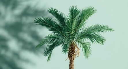 Fototapeta premium Hand drawn tropical palm tree in brilliant green hues perfect for stylish wrapping paper and textiles