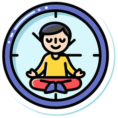 Meditating person in circular frame illustration, mindfulness concept, wellness and relaxation, vector graphic for mental health