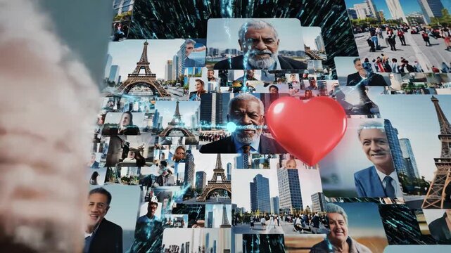 Collage of people and cityscapes with eiffel tower images