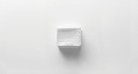 Clean white desktop seen from top with array of dish towels stacked like napkins plus copy space