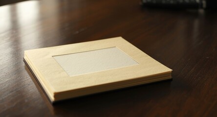 Fototapeta premium Legal notepad display on wooden desk surface with clear area for business message
