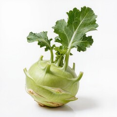 Green Kohlrabi with Leaves Attached