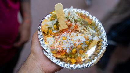 Traditional Indian Chaat Street Food Served in Plate