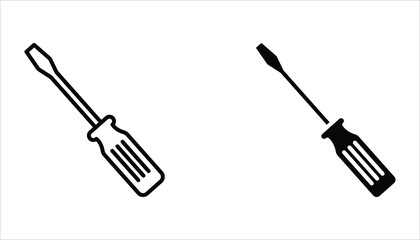 Screwdriver icon set. Equipment and screwdriver icon line style. Vector illustration for your logo web mobile app UI design.