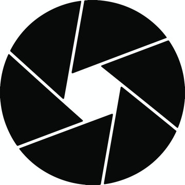 Black camera aperture diaphragm icon on white background lens photography