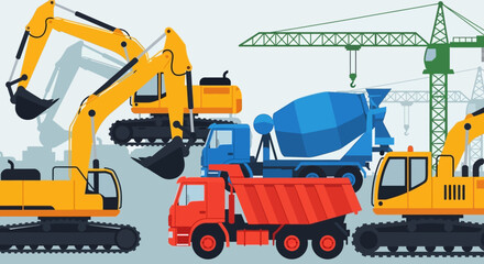 Construction site with heavy machinery and equipment.