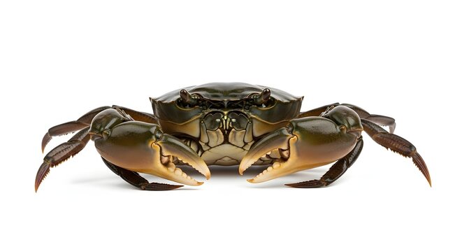 Sri Lankan Live Mud Crab Isolated 3D Render - Fresh Seafood Crustacean, Asian Market Crab, Tropical Mangrove Crab, Premium Shellfish Photography, Marine Wildlife, Raw Crab White Background Restaurant 
