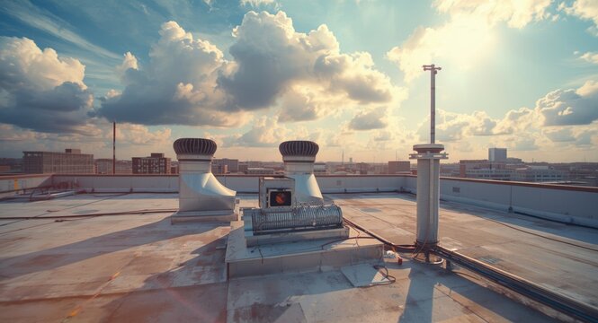 Ventilation ducts installed on a rooftop for efficient air flow