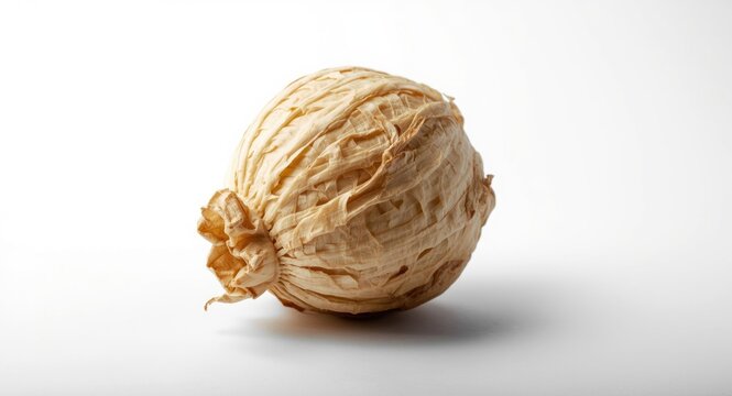isolated close up of raw kembang kol vegetable on white backdrop