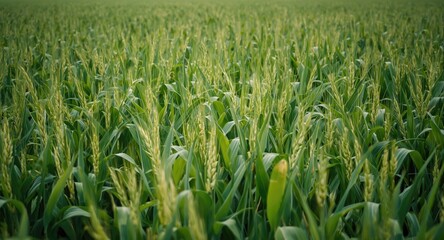 Obraz premium Natural beauty showcased by full length soy crops growing on green fields in summer