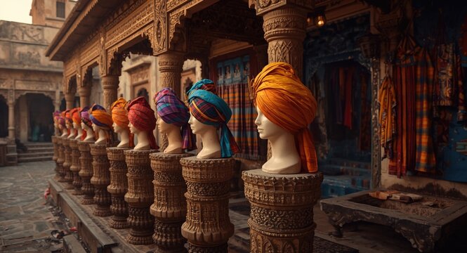 Rajasthani village pride shown in vibrant safa turban styles