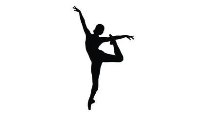 Elegant ballerina performing a graceful arabesque on stage isolated on white background, Vector © SILHUETTECHEMBER