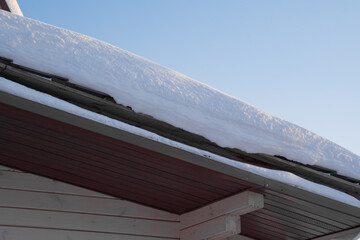 snow drifts on the roof of the house, dangerously overhanging boulders, cyclone