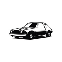 Fototapeta premium AMC Pacer car. Isolated black design with side view. Best for logos, badges and emblems. Vintage car industry garage