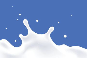 splashes of milk or yogurt, forming waves on a blue background