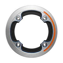 Aluminum chainring protector with bolt-on installation.