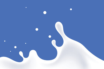 splashes of milk or yogurt, forming waves on a blue background