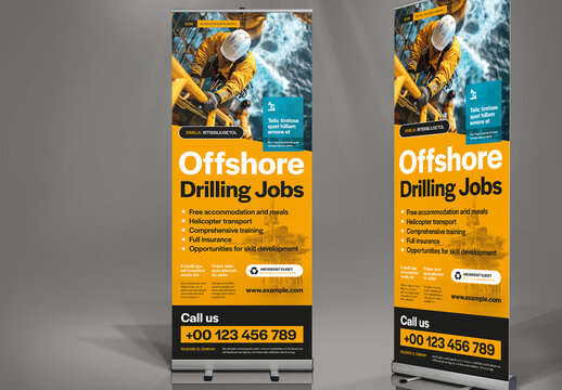 Industrial Roll-up Banner in Orange and Black