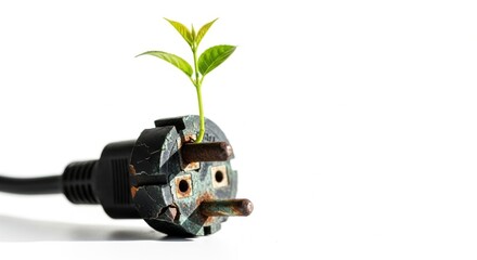 Young Plant Growing From Old Rusted Plug