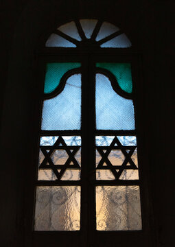 Asmara Synagogue window with star of David, Central Region, Asmara, Eritrea