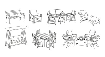 Obraz premium A diverse collection of furniture items including chairs, beds, and sofas Vector