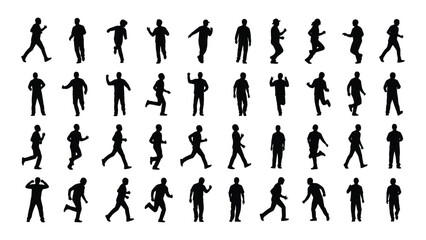 Fototapeta premium Diverse group of people engaged in various activities and sports isolated on white background, Vector