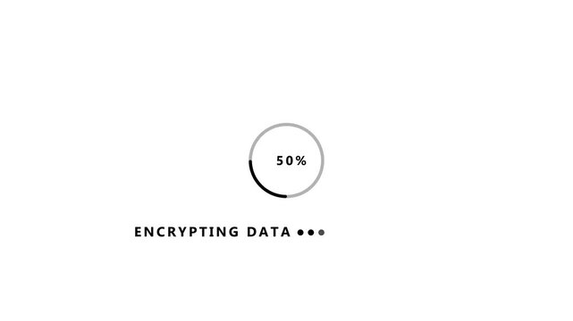 White background with a circular progress bar showing 30 percent and the words ENCRYPTINGDATA