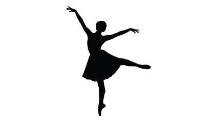 Elegant silhouette of a ballet dancer in mid pirouette against a white background isolated on white background, Vector © SILHUETTECHEMBER