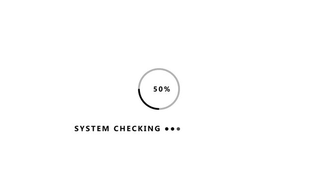 System Checking Progress Circle at 100 Percent on White Background loading indicator
