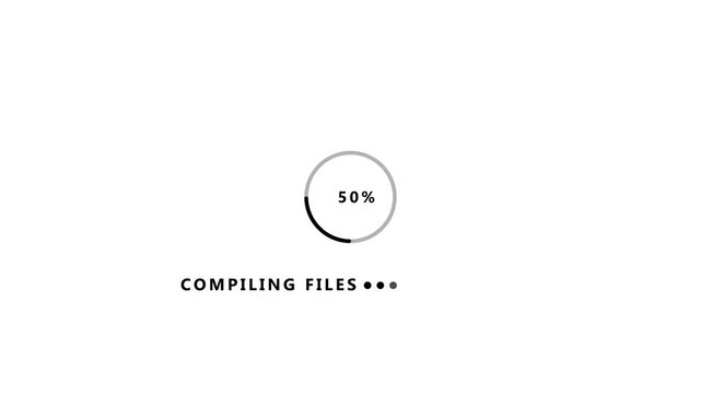 Loading Circle Indicator Showing 100 Percent Progress Compiling Files On White Background loading bar