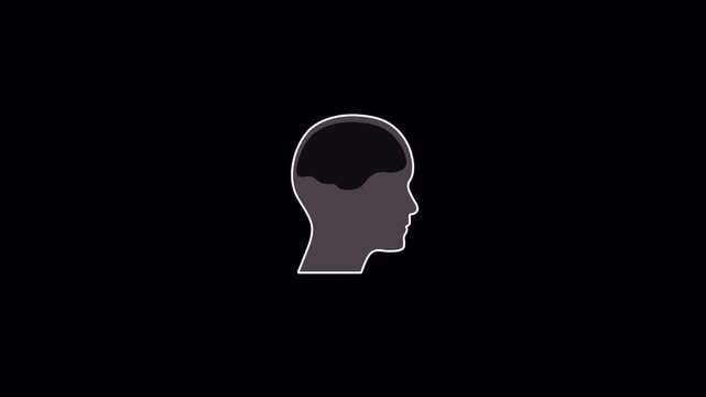 Human head with puzzle pieces shape brain. Brainstorming concept motion animation 4k video. Information sharing, teamwork concept animation.