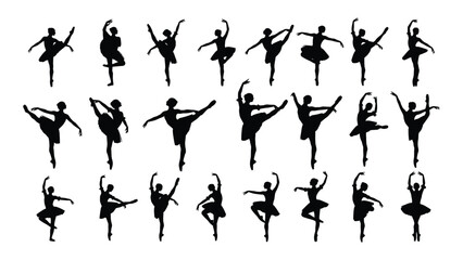 A collection of ballerinas in various poses and costumes. isolated on white background, Vector © SILHUETTECHEMBER