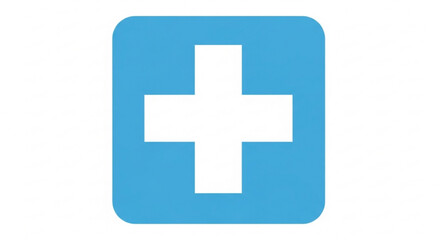 Obraz premium Blue medical cross symbol on white background for healthcare and medical concepts