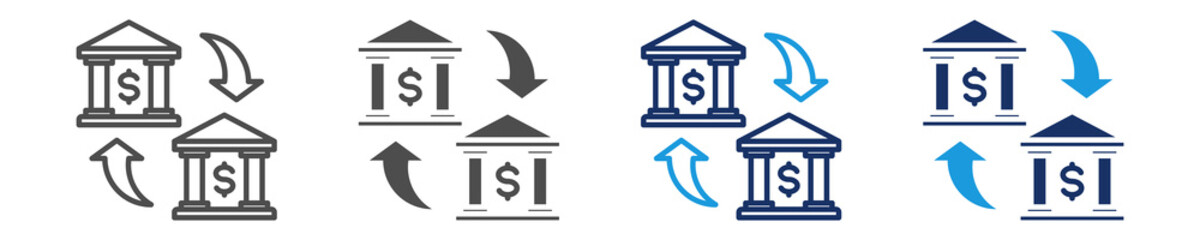 bank transfer icon set with multi concept